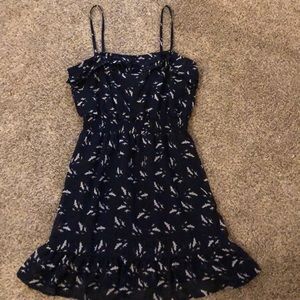 Navy blue with light grey birds.